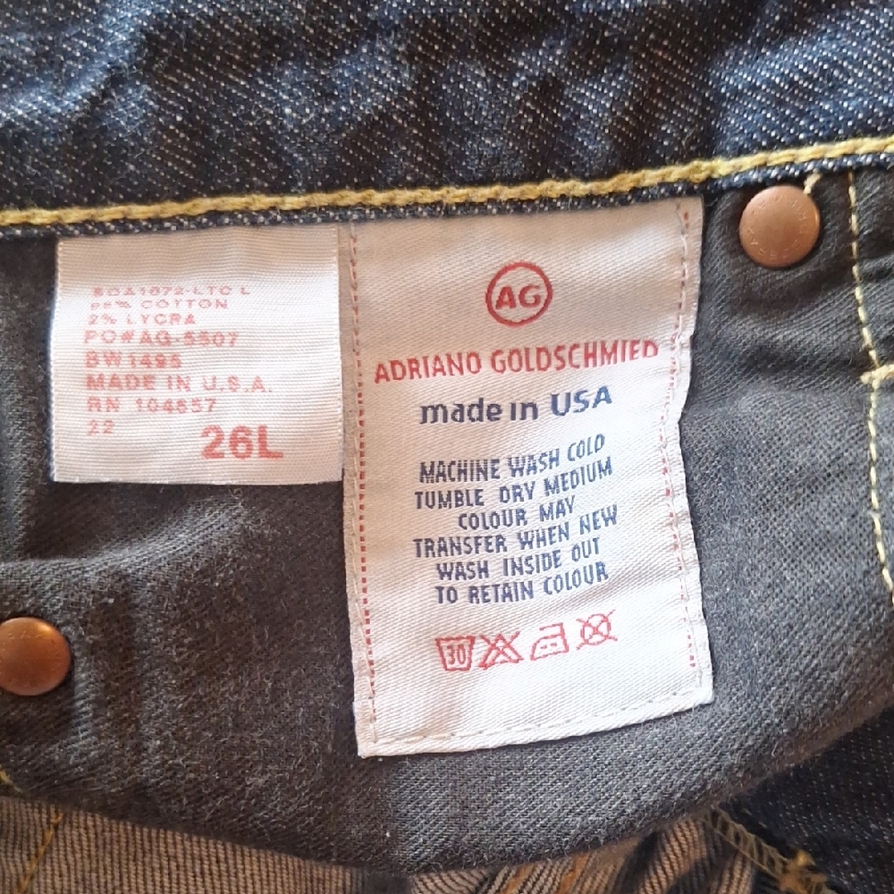AG Adriano Goldschmied Dark Blue Straight Leg Jeans 26 L NWOT - Picture 4 of 6